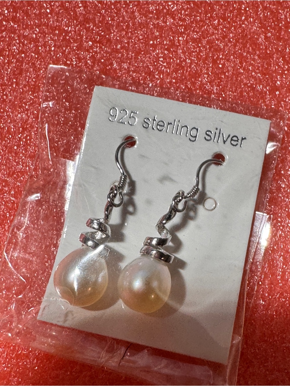 925 Sterling Silver Pearl Drop Earrings - White Pearl